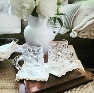 Vintage Tiffany & Co "Rock Cut" Crystal Beer Mug Glass Stein Discontinued